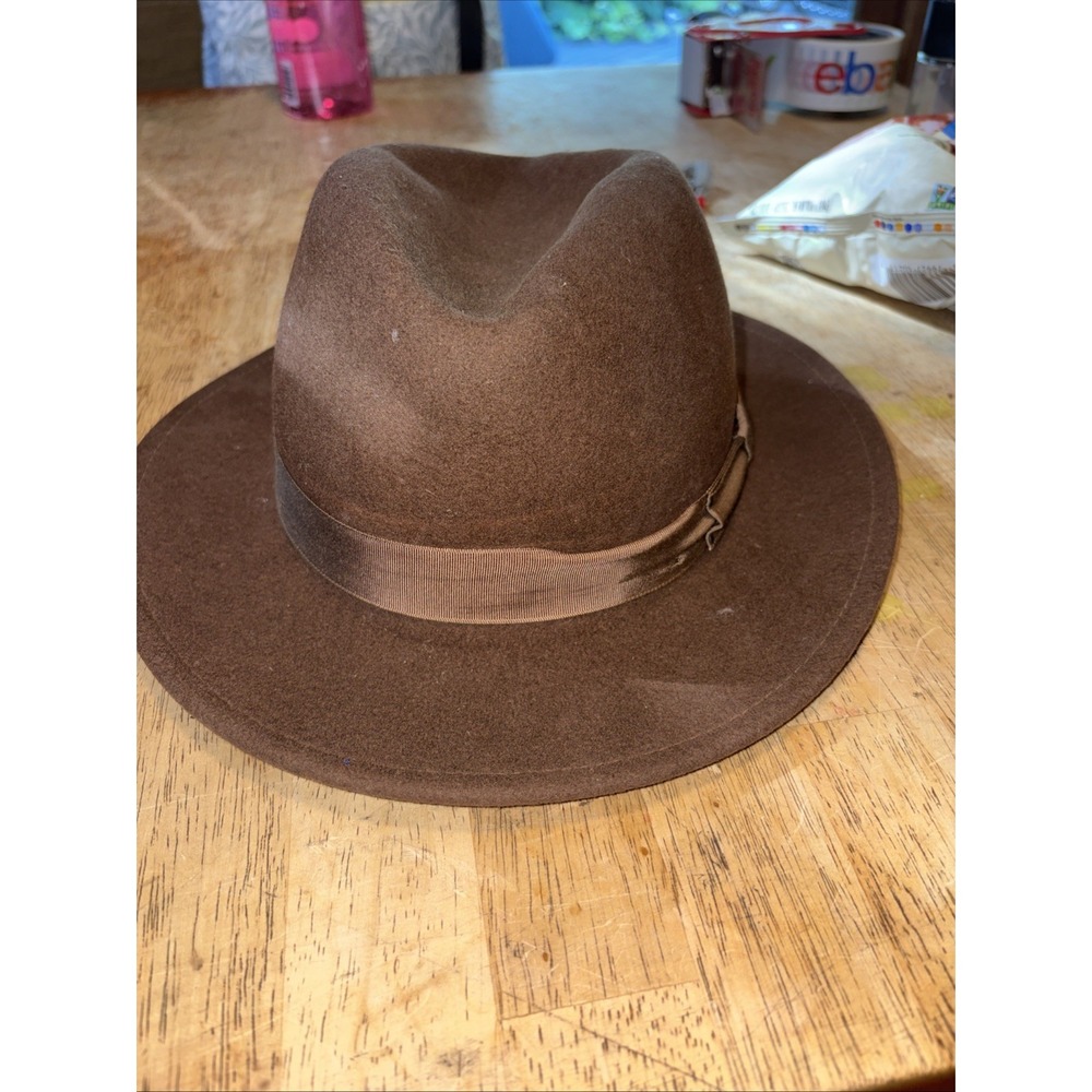 Bailey Curtis Fedora Brown Packable Water Repellent Men's Hat W/Pin Size Small